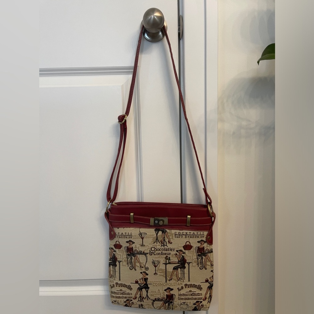 Signare Crossbody Shoulder Bag Tapestry Chocolatier & Continue Red/Tan/Black